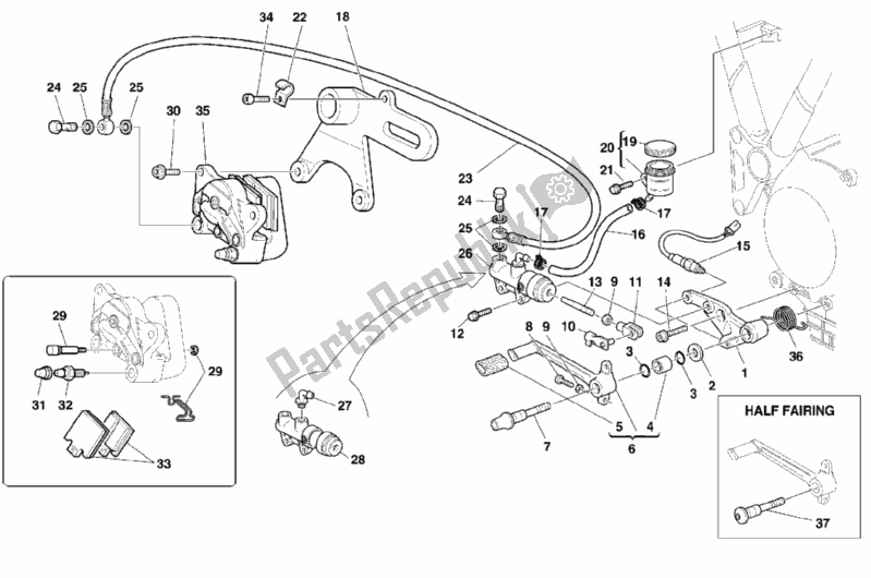 Toutes les pièces pour le Système De Freinage Arrière du Ducati Supersport 900 SS 1999